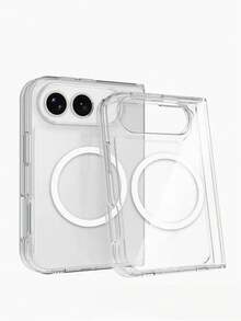 1PC Hard Magnetic Transparent Clear Matte Clear Case Compatible With IPhone Duo Fold Protective Cover Compatible With Apple 18 Ultra Fold, Shock‑Proof Shell With Top Front Panel + Bottom Back Case - Clear - View 1