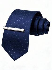 1 Set Men's Premium Jacquard Blue Tie, Tie Clip, Multiple Styles Available, Suitable For Business Events, Wedding Groom Accessories, Daily Commute Versatile - Multi-color 2 - View 7