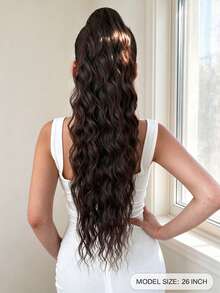 28-Inch Deep Brown Claw Ponytail Extension, Water Wave Synthetic Fiber, Suitable For Women And Girls For Daily Wear And Parties, Halloween - Dark Brown - View 3