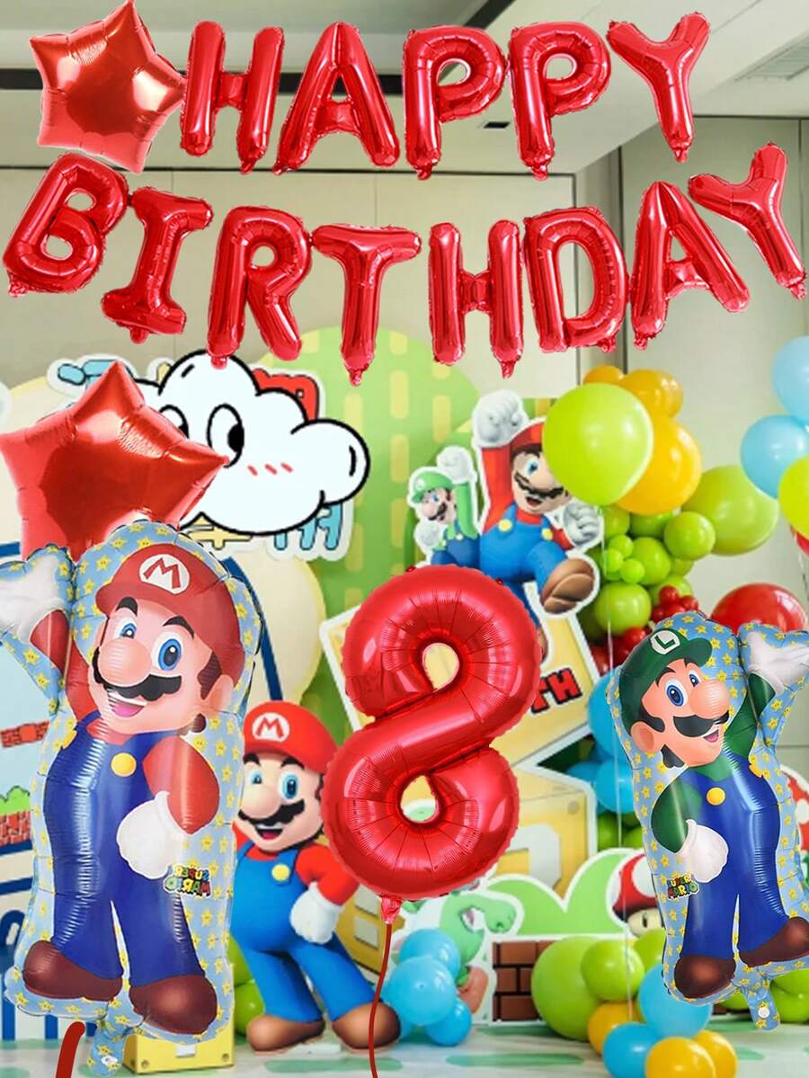 MASSDI Party Balloon Bundle, Metallic Red Letter Star And Digit Foil ...