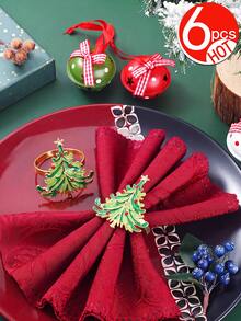 Tkvega • Home 12pcs Christmas Tree Napkin Rings, Christmas Napkin Rings And Napkin Set, Christmas Dinner Table Decor, Suitable For Room Decor, Table Decor, Home Decor, Suitable For Christmas, Party, Birthday, Wedding And Dinner Buffet Table Elegant Minimalist Decor - Multicolor - View 9