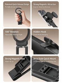 MagSafe Portable Magnetic Tripod Phone Stand, Multi-Function Horizontal & Vertical Fixed Expansion Magnetic Mount - Multicolor - View 5