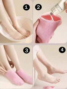 1/2/3 Pairs Silicone Moisturizing Soothing Leg Warmers, High Elasticity Absorbent Compression Leg Warmers Set, Reusable Aloe Vera Leg Warmers, Overnight SPA Leg Warmers, Anti-Gel Heel Leg Warmers, Suitable For Men And Women With Dry Skin, Dry Feet, Rough Skin, Home Foot Care And Applying Skincare Cream - Multicolor - View 2