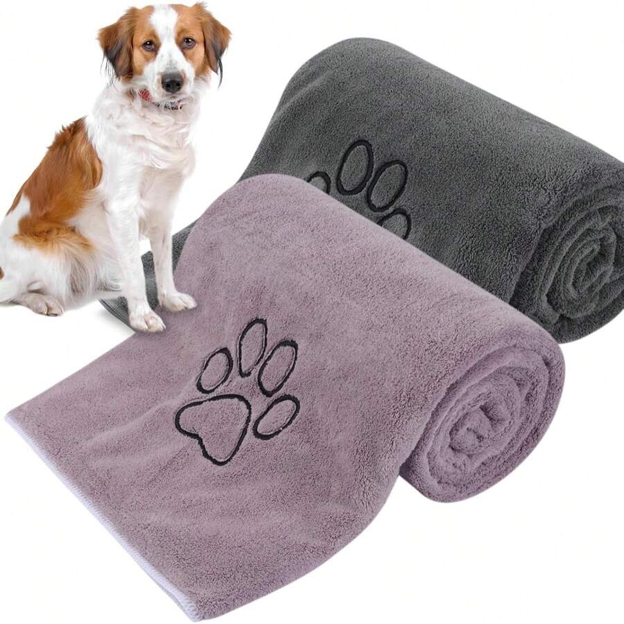 1pc/Dog Towels Super Absorbent Microfiber For Small, Medium Dog Drying Towel For Drying Dogs Soft Pet Bath Towels And Cats With Embroidered - Multicolor - View 1
