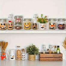 60pcs Snowman Face Stickers Set - Reusable PVC Fridge Magnets, Christmas Party Gifts And Home Decor | Multi-Color Options, Suitable For Christmas, Winter And New Year - Multicolor - View 7