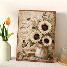 1PC DIY 5D Diamond Painting Kit Sunflower Pattern - Round Full Diamond Art Mosaic Craft, Home Wall Decor, Frameless - No Frame - View 3