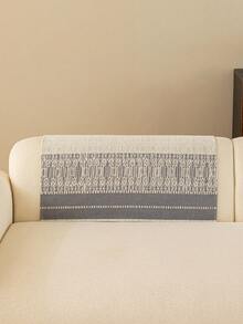 1PC Boho Striped Woven Sofa Cushion, Non Slip Textured Couch Protector Mat, Pet Friendly Washable Sofa Slipcover For Living Room Home Decor - Grey - View 7