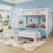 Bunk Bed Triple Sleeper With Side, 3FT, White (90x190cm) (Mattress Not Included) - 1 - View 2