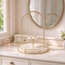 1pc French Luxury Vintage New Jewelry Tray, High-End Cosmetic & Accessory Storage Rack For Desktop, Countertop, Bathroom - Multicolor - View 6