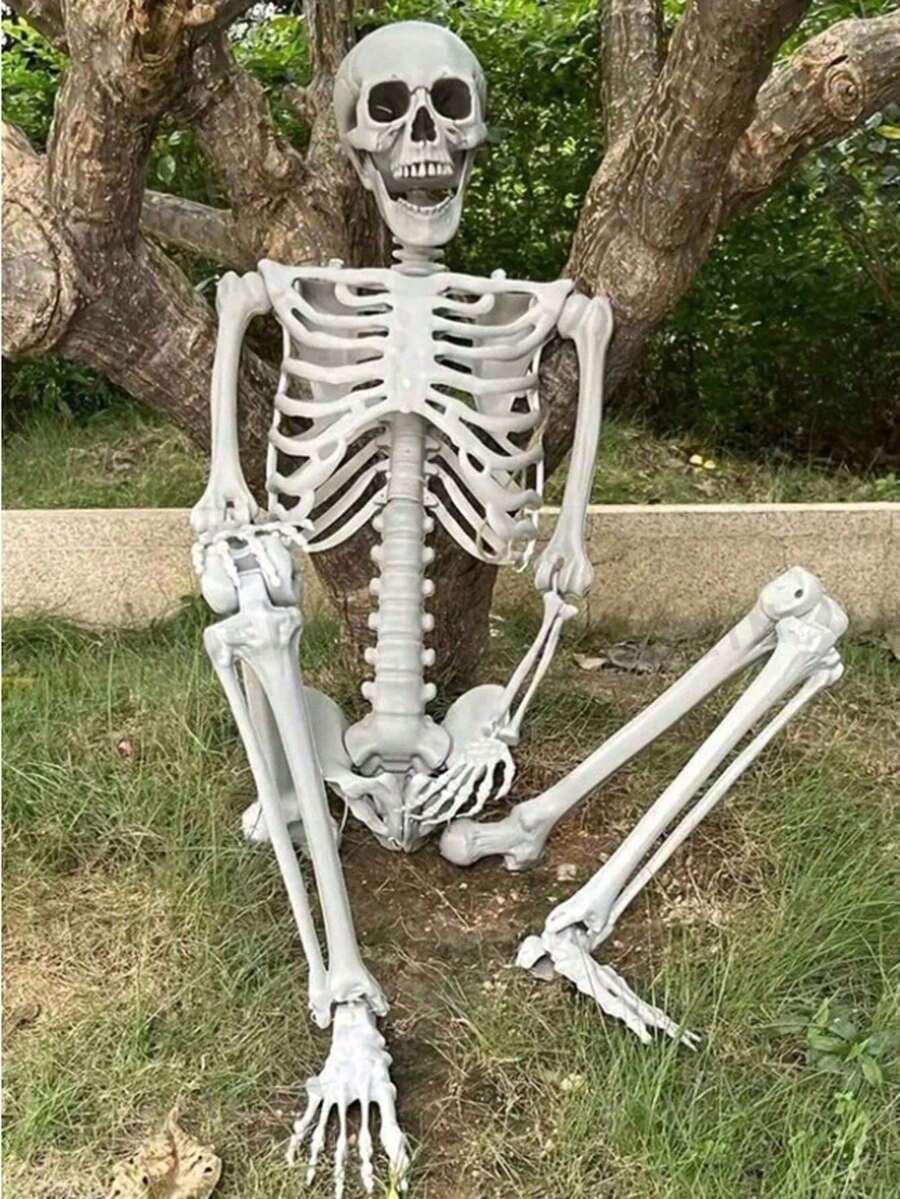 Full Body Osable Simulation Skeleton Prop With Adjustable Joints Perfect For Halloween Backyard Decor, Door Hanging And Holiday Cosplay Scene Decoration
