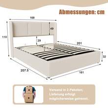 Beige Linen-Look Air Mattress 160x200cm - Beige - View 12