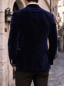 Men's Vintage Style Suit Jacket, Suitable For Formal Occasions, Business Meetings And Gatherings - Navy Blue - View 3