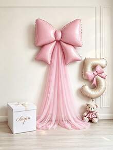 5pcs DIY Bow Birthday Background Decoration Balloon Set, Suitable For Princess Theme Party Decoration, Baby Shower, Christmas Proposal And Halloween Decoration - Multicolor - View 3