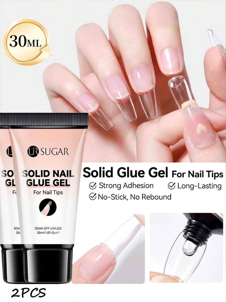 UR SUGAR 2pcs/Pack 30ML Tube Solid Nail Glue, UV LED Light Curing ...
