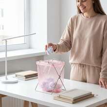 1pc Stainless Steel Folding Trash Bag Holder & Dishcloth Rack, Multi-Functional Kitchen Trash Can Storage Organizer, Can Store Trash Bags, Sponges And Dishcloths, Space-Saving Design, Durable, Suitable For Kitchen, Bathroom, Laundry Room, Holiday Gift - Multicolor - View 8