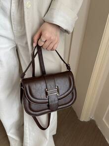 Fashion Mini Minimalist Flap Crossbody Bag Women's Bag Mini Flap Saddle Bag - Coffee - View 3