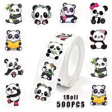 500pcs/Roll Panda Incentive Stickers 2.5cm Roll Cute Hand-Drawn Panda Stickers Decorative Self-Adhesive Stickers Labels Suitable For Teachers Parents School Learning Training Stickers Handmade Self-Adhesive Labels Jungle Animal Incentive Encouragement Stickers Gift Decoration Stationery Stickers Back To School Gift Stickers - Multicolor - View 1