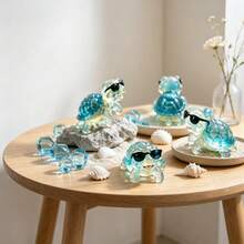 Cubulo Khuôn đúc rùa bằng silicone resin tái sử dụng, khuôn đúc thủ công DIY làm đồ trang trí, bộ làm đồ trang trí bàn mặt bàn cho Giáng sinh, Halloween, ngày lễ, phong cách bể cá cho tượng trang trí - Khuôn làm rùa ngầu - Xem 6