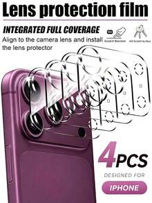 4pcs Camera Lens Protector, Premium 9H Tempered Glass Camera Lens Cover, High Hardness, Anti-Scratch, Anti-Shatter, Anti-Collision, HD Clear, Dustproof, Easy Installation, Phone Camera Protection Accessories, Compatible With IPhone 18 Pro Max/18 Pro/18/17 Pro Max/17 Pro/17 Air/17/16 Pro Max/16 Pro/16 Plus/16/15 Pro Max/15 Pro/15 Plus/15/14 Pro Max/14 Pro/14 Plus/14/13 Pro Max/13 Pro/13/13 Mini/12 - Clear - View 11
