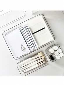 1/2/7pcs Drawer Divider Storage Box Set, Transparent, Multi-Layered Drawer-Style Desktop Cosmetic Organizer, Perfect For Organizing Jewelry And Small Items, An Ideal Home Decoration For Autumn, Thanksgiving, Christmas, And New Year Celebrations. - Clear - View 2