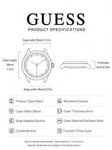 Guess GW0772L1 Women's Crystal Quartz Watch, Gold Case, Black Silicone Strap, Sparkling Dial, Perfect Gift For Her - Black - View 8