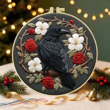 15*15cm/5.9*5.9in 20*20cm/7.9*7.9in,Halloween Flowers Embroidery Kit, DIY Handmade Embroidery Set For Adult Beginners, Home Gift, Women's Sewing Gift, Including User Manual, Printed Pattern Fabric, Embroidery Frame, Needle And Thread. - Halloween Flowers - View 4
