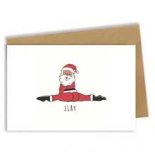 بطاقة عيد الميلاد المضحكة "Slay Santa" مع ظرف - بطاقة تهنئة كرتونية فكاهية لسانتا كلوز للأصدقاء والعائلة والزملاء، فارغة من الداخل - سانتا كلوز يقوم بحركة الشق - مشاهدة 10
