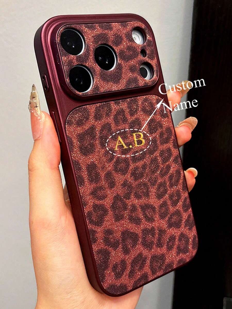1件式個性化奢華荔枝紋翻蓋卡槽手機殼 人造皮革 適用於 Apple 17 16 15 14 13 Pro Max 全包覆鏡頭防摔手機殼 韓系極簡復古情侶手機殼，生日禮物、聖誕禮物、女性禮物、個性化禮物、客製化禮物、週年禮物、婚禮禮物 - 櫻桃紅 - 查看 1