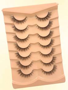 ENCHUW 7 Pairs Eyelashes Natural Look Wispy Eye Lashes Clear Band Lashes 3D Fluffy Soft Fake EyeLashes Extension False Eyelashes - Black - View 5