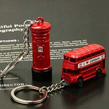 3pcs Cute London Travel Keychain, Red Telephone Booth & Bus Charm, Aesthetic Keyring For Backpack, Gift For Travelers - Multicolor - View 7