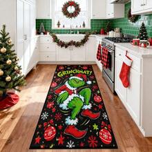 The Grinch The Merry Christmas Kitchen Rug, Santa Claus Non-Slip Mat, Winter Christmas Snowman Floor Mat, Merry Christmas Decor, Suitable For Hallway, Living Room, Kitchen, Office, Laundry Room - Multicolor - View 4