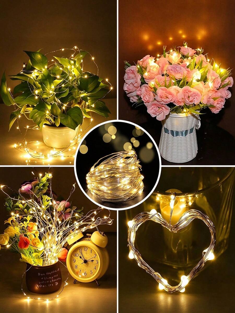 10pcs Warm White LED Fairy String Lights, Handmade DIY For Birthday ...