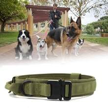 Practical Large Dog Collar With Control Handle, Adjustable Fit, Heavy-Duty Quick-Release Metal Buckle, 1000D Nylon Fabric, Padded Webbing, D-Ring, Suitable For Training And Hiking - Multicolor - View 6