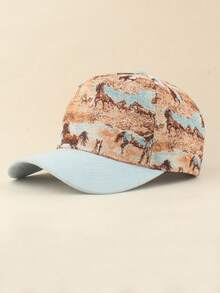 Vintage Animal Jacquard Baseball Cap Outdoor Casual Sun Hat Suede Patchwork Hip Hop Hat Unisex - Multicolor - View 5