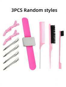 1 Set Wig Styling Tool Kit, 3pcs Comb Set, Eyebrow Brush, Small Brush, Pointed Styling Comb - View 9