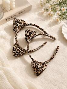 1pc Halloween Leopard Print Headband Cartoon Cat's Ears Cute Dimensional Headband - Multicolor - View 2