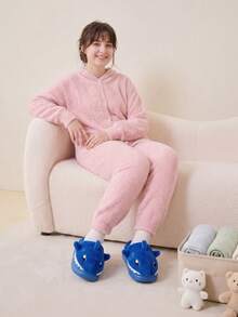 CYFMYD Ladies' Arch Support Slippers With EVA Plush Lining Cute Soft Comfortable Winter Home Shoes Anti Slip - Blue-gray - View 6