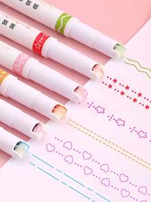 Bộ 6 bút highlight đường cong lượn sóng dùng để ghi chép nhật ký và vẽ - Nhiều màu - Xem 1