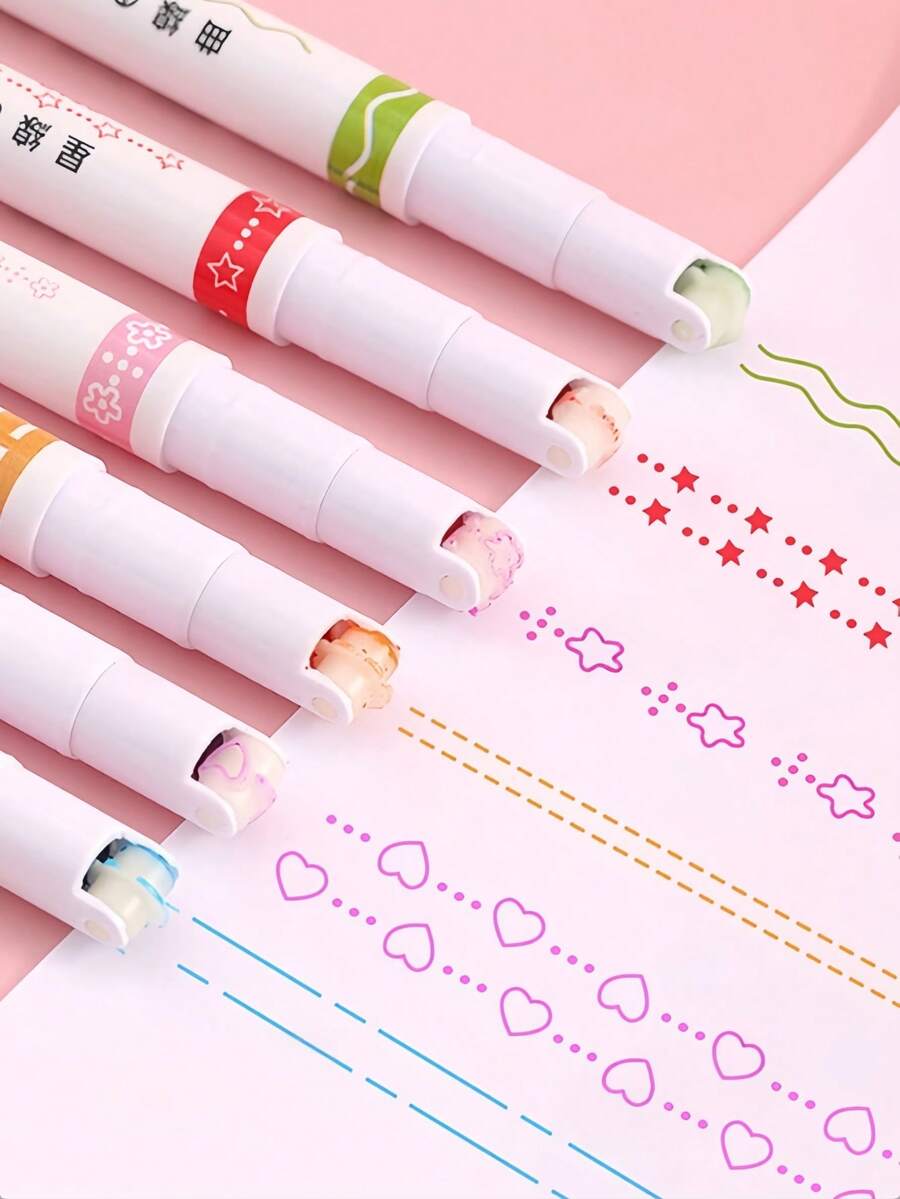 Bộ 6 bút highlight đường cong lượn sóng dùng để ghi chép nhật ký và vẽ - Nhiều màu - Xem 1