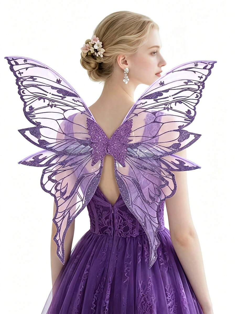 1 Piece Of Adult Fairy Wings, Organza Butterfly Wings - Suitable For Cosplay And Parties, Available In 8 Colors, Halloween - Multicolor - View 1