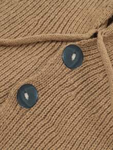 Women's Solid Color Knitted Hooded Scarf Hat, Button Decor Drawstring Adjustable Hooded Scarf, Warm Knitted Beanie, Suitable For Outdoor, Daily Commute And Coat Matching - Multicolor - View 6