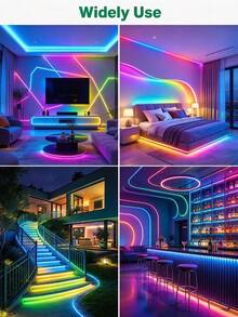 鮮豔 RGB LED 霓虹燈條－44 鍵遙控器，霓虹 RGB LED 燈條，柔性矽膠材質，霓虹燈設計，多色變換，USB 供電，客廳、廚房、聖誕節、房間裝飾用品、家居裝飾品、臥室、生日 - 彩色光 - 查看 8