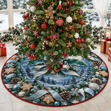 1 buah Alas Pohon Natal Motif Hutan Cahaya Bulan Biru Es, Dekorasi Liburan Elegan, 5 Ukuran, Hadiah Liburan Unisex, Cocok Untuk Dekorasi Natal di Rumah dan Pesta - Hutan Biru Es yang Diterangi Cahaya Bulan - View 6