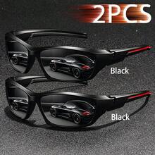WSZ 2PCS Fashionable Retro Sports Rectangle Neutral Oversized Glasses, Perfect For Outdoor Activities Such As Ddriving, Cycling, And Traveling Eyewear - 2PCSF33-5 - View 15