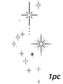 1 Set "Scattered Stars" New Technology Tattoo Stickers, Semi-Permanent, Celestial Style, Ethereal, Fine Line, Magic Starburst, Temporary Tattoo, Realistic Tattoo, Waterproof And Long-Lasting, Realistic Design - Black - View 9