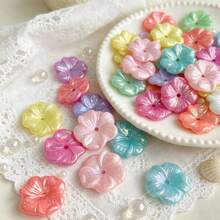 20PCS AB Color Pearlescent Hibiscus Flower Acrylic Beads, Through Hole Loose Beads For DIY Bracelet, Phone Charm, Keychain Jewelry Making - Multicolor - View 12