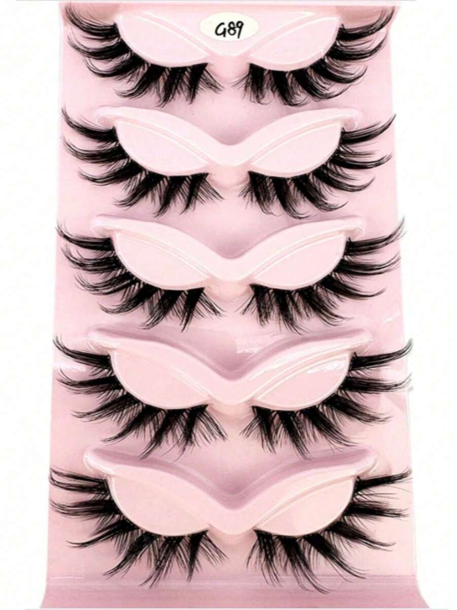 5 Pairs Transparent Band Cat Eye Cartoon Style False Eyelashes, 3D ...