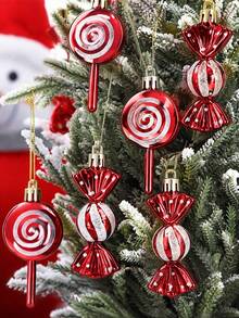 6pcs Christmas Candy Cane Ornaments - Festive Christmas Tree Decorations Pendant, Shatterproof Xmas Tree Decorative Pendant,Lollipop Craft, For Xmas Tree, Wedding & Window Decor, Ideal For Holiday & Parties Celebrations,Christmas - Multiple Styles - View 2