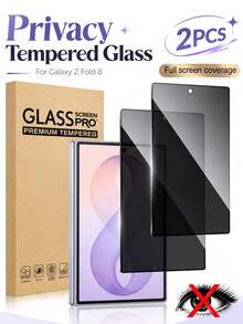2Pcs Anti-Spy 9H Tempered Glass Screen Protector ForSamsung Galaxy Z Fold 8 Ultra/Z Fold 8/Z Fold7/Z Fold6/Z Fold5, Outer Screen Privacy Protector, Full Coverage, HD Clear, Anti-Scratch, Bubble-Free, Easy Install, Case Friendly - Black - View 7