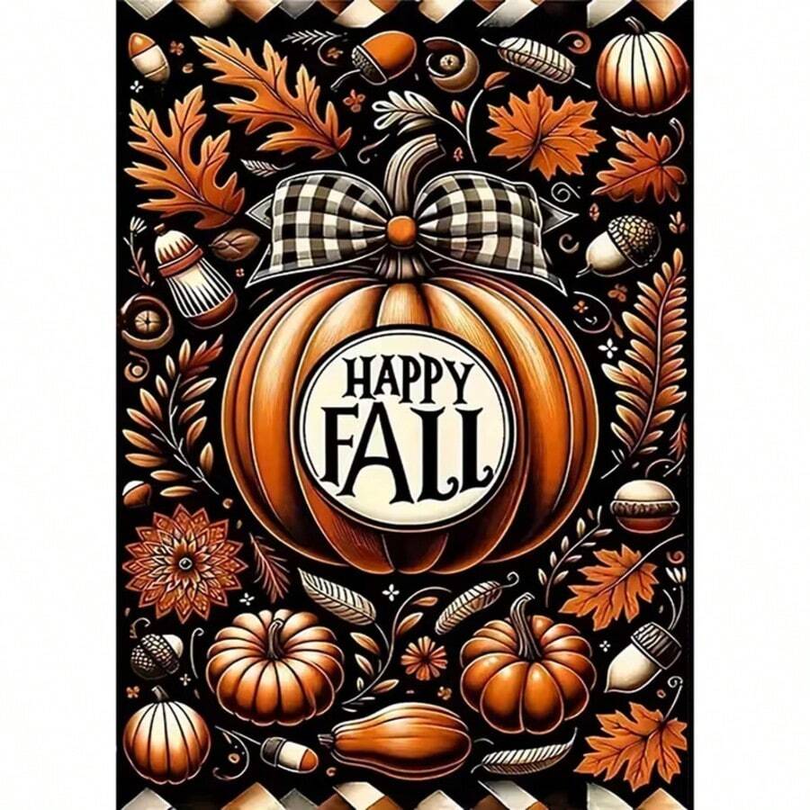 1PC DIY 5D Diamond Painting Kit Pumpkin Pattern - Round Full Drill Art Mosaic Craft, Home Wall Decor, Unframed - No Frame - View 1